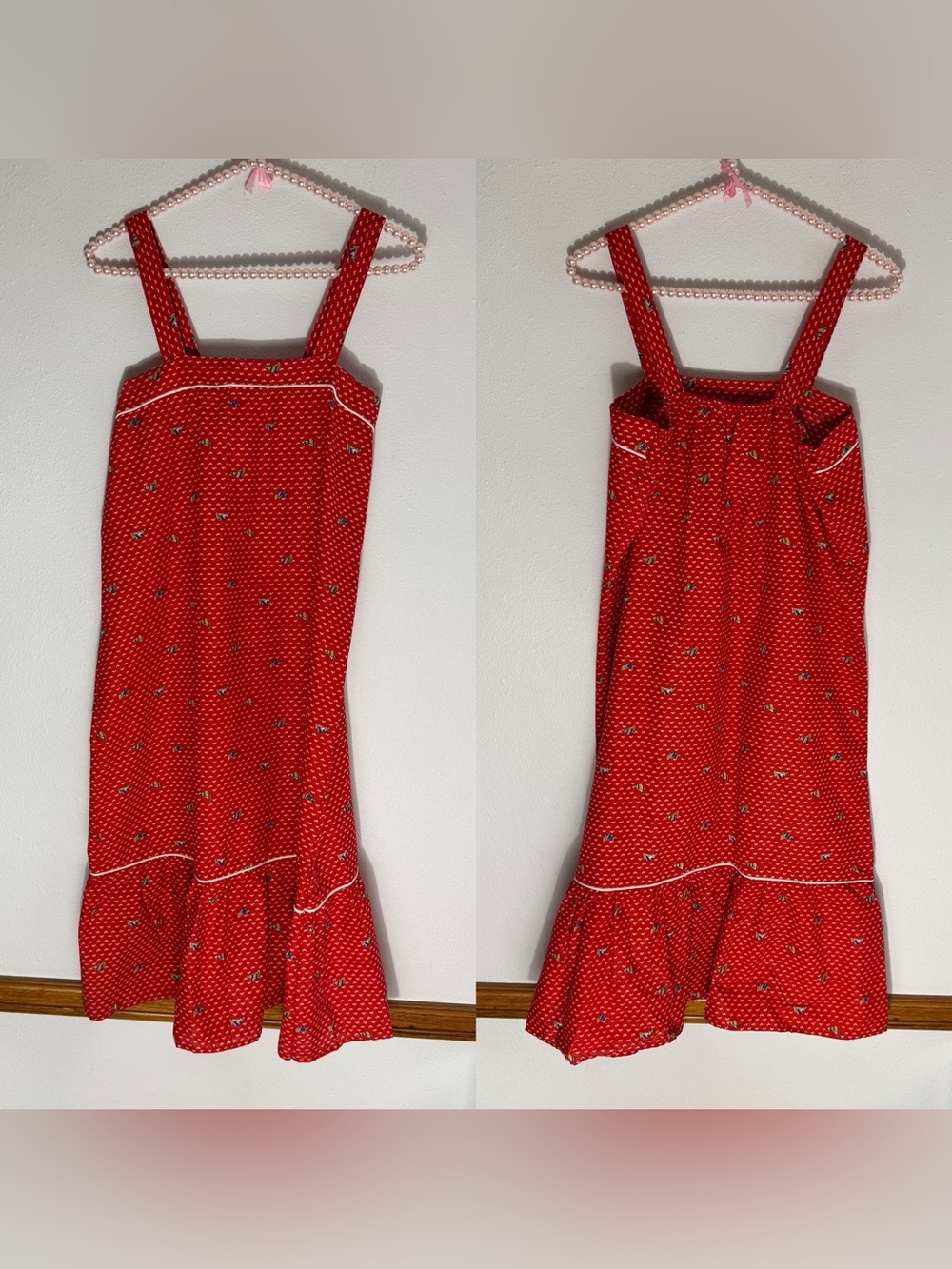 Vintage red sleeveless Sailboat print summer dress